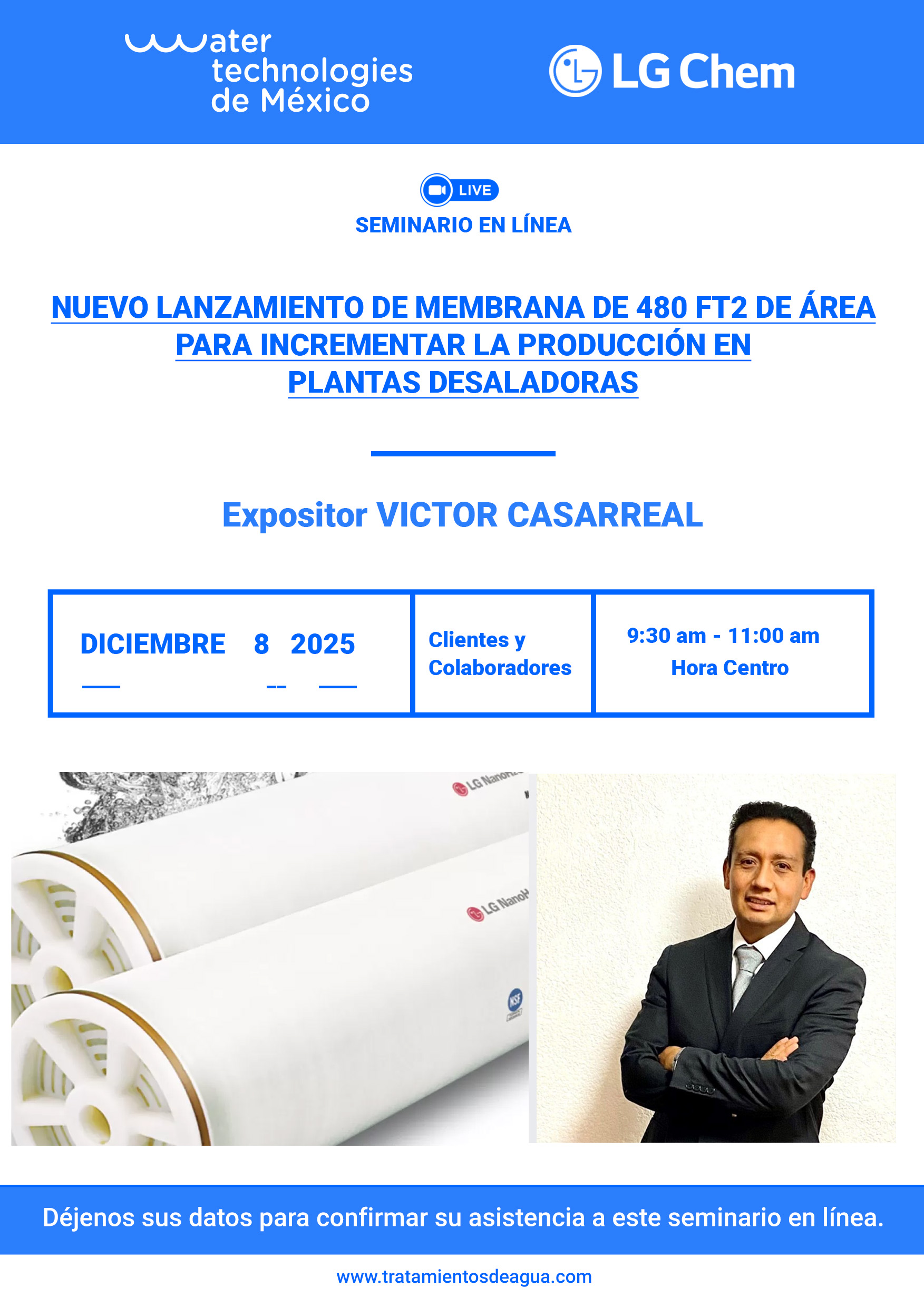 Nuevo Lanzamiento de Membrana de 480 ft2 de área para incrementar la producción en plantas desaladoras